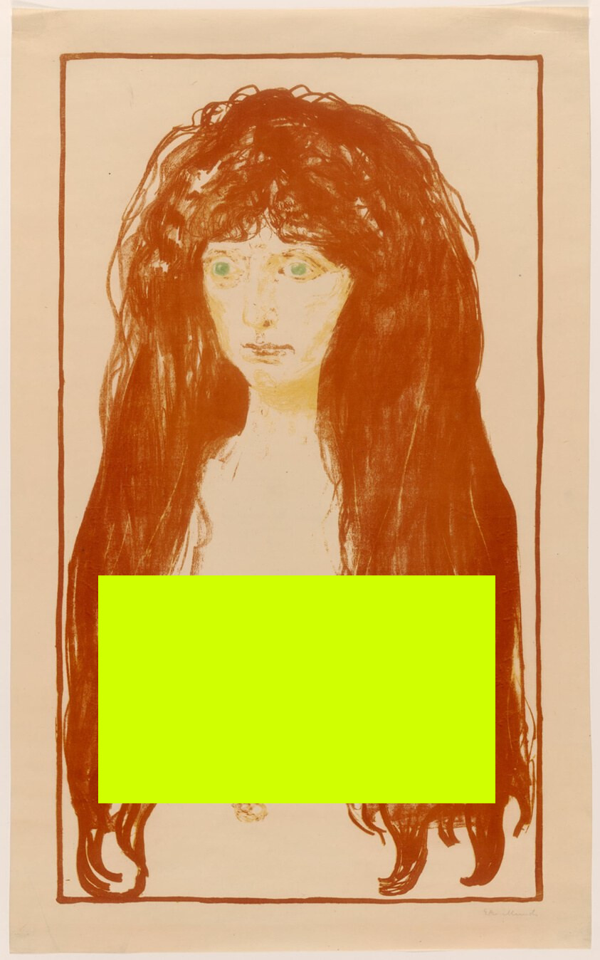 Woman with Red Hair and Green Eyes. The Sin