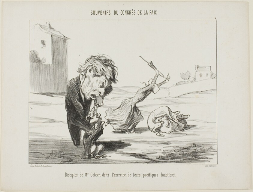Followers of Mr. Cobden, exercising their peaceful functions, plate 5 from Souvenirs Du Congres De La Paix