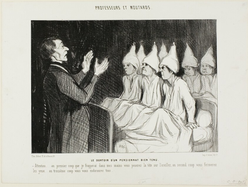 The Dormitory of a Distinguished Boarding School, plate 14 from Professeurs et Moutards (Professors and Rascals)