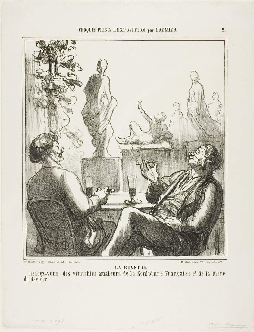 At The Bar. Meeting point for the true lovers of French sculpture and Bavarian beer, plate 5 from Croquis pris à l'exposition