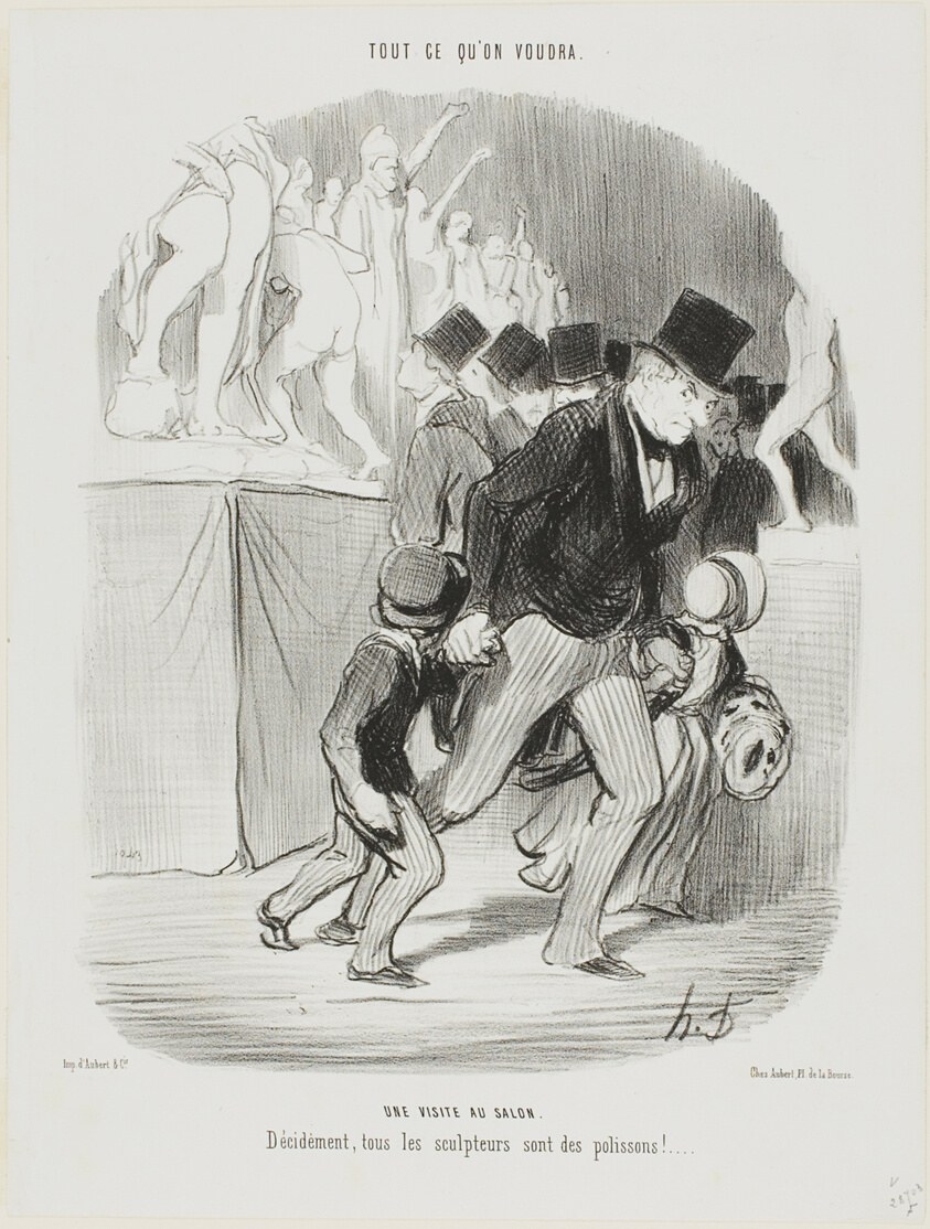 A Visit to the Salon. Obviously all the sculptors are a naughty bunch, plate 1 from Tout Ce Qu'on Voudra
