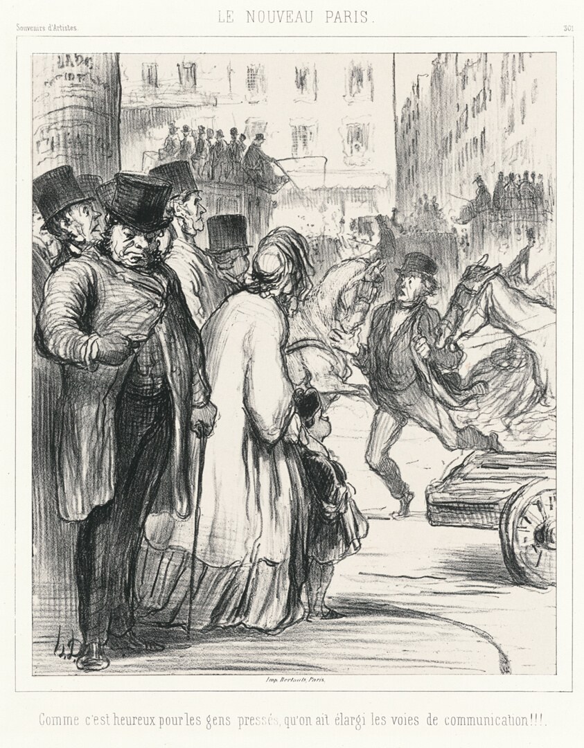 The New Paris. How fortunate for those in a hurry that the avenues have been widened!!!, plate 301 from Souvenirs d’artistes