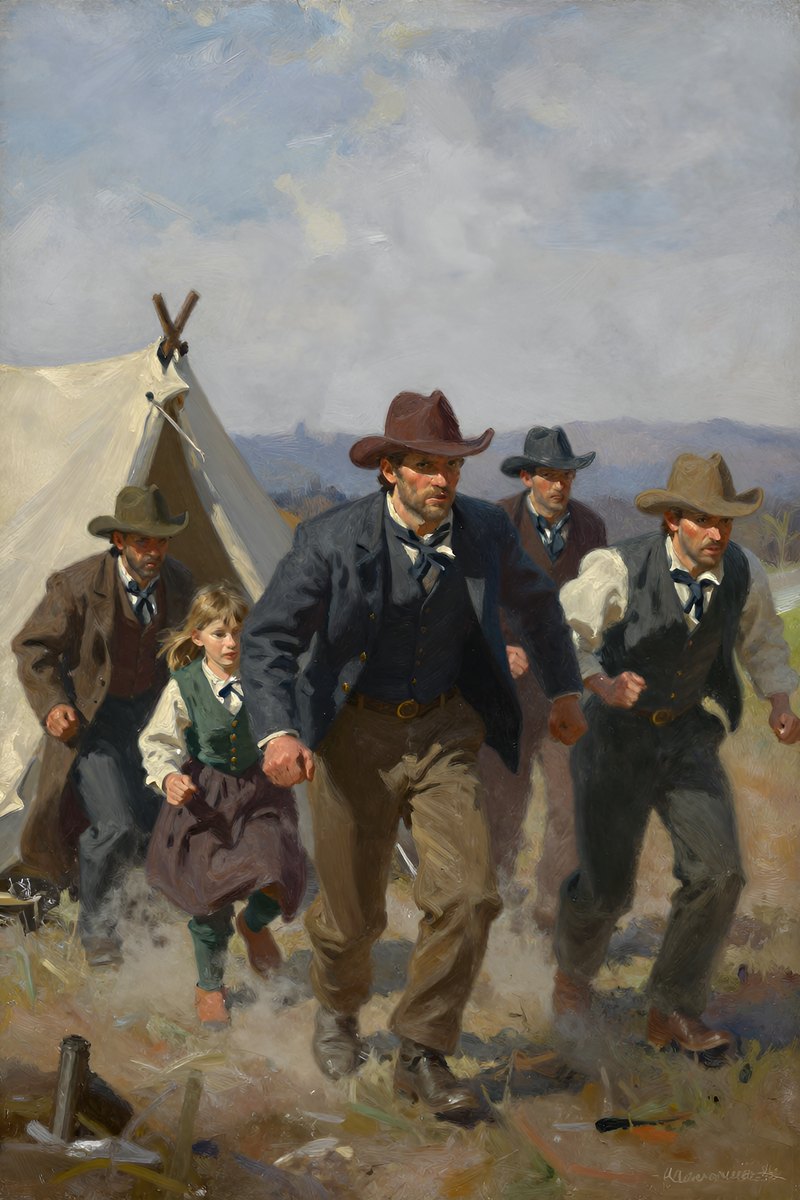 Finally, one by one they straggled into the clearing where an old tent offered meager shelter.