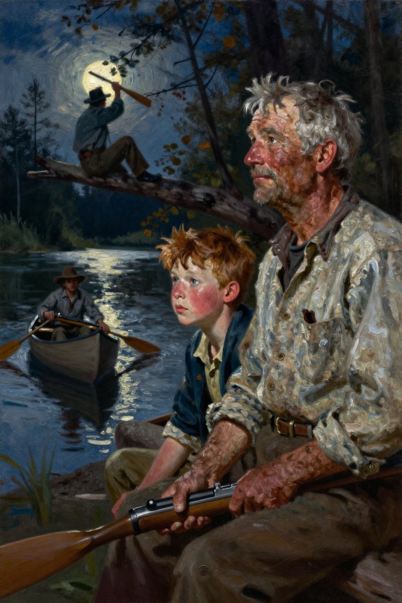 A weathered old man, gray hair and weather-beaten face, stocky build, brown eyes, pale complexion, his face bright with delight, looking to the side.