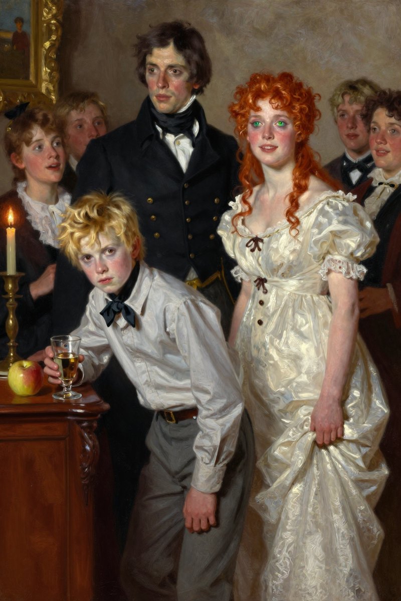 A young boy, around thirteen or fourteen, with golden blond hair and a determined look, lean build, dark brown eyes, pale complexion, with his golden blond hair and.