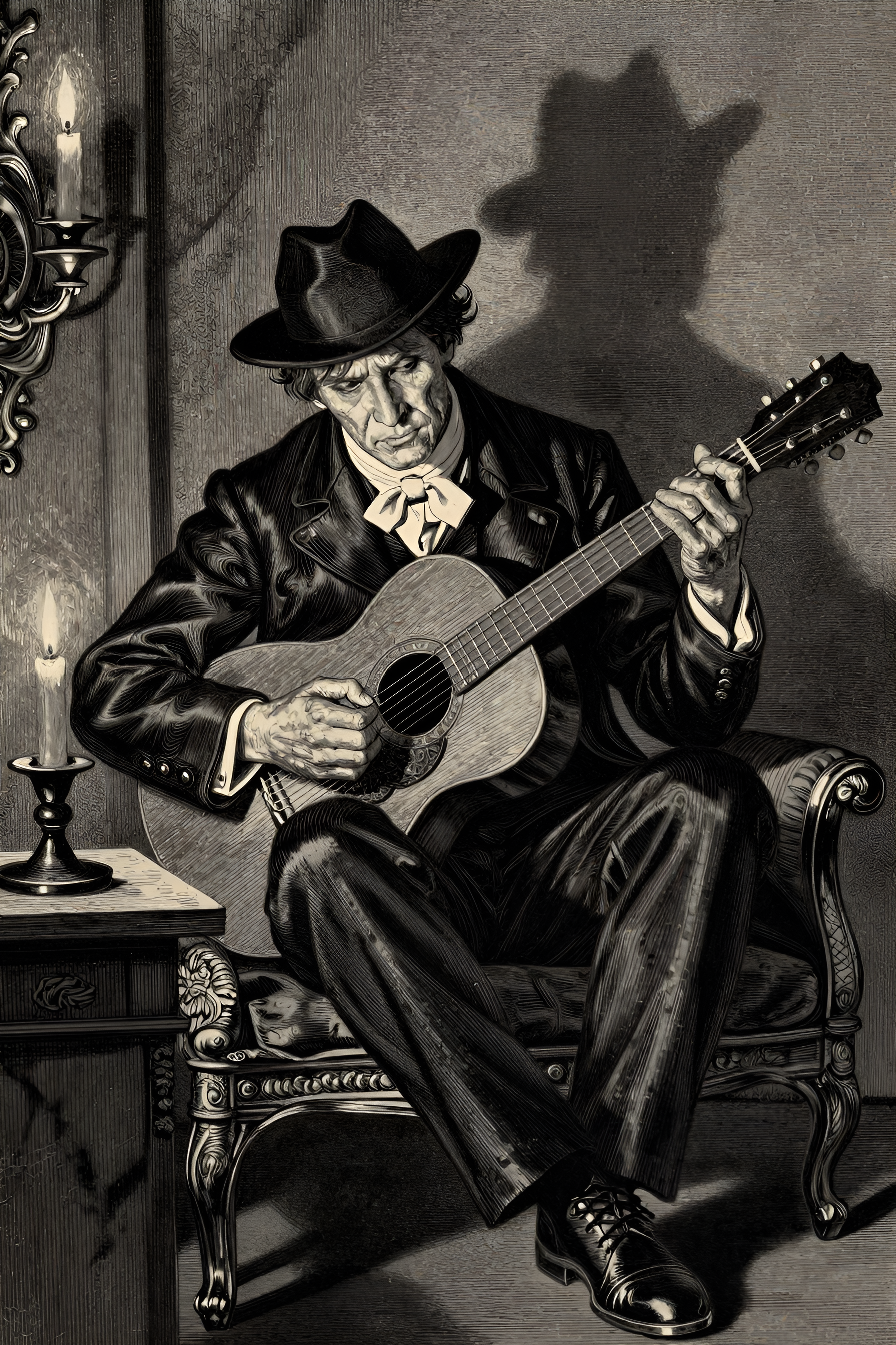 We painted and read together; or I listened, as if in a dream, to the wild improvisations of his speaking guitar.