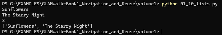 Terminal screenprint for 01_10_lists.py