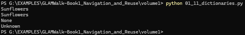 Terminal screenprint for 01_11_dictionaries.py