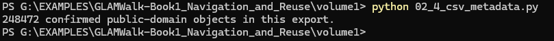 Terminal screenprint for 02_4_csv_metadata.py