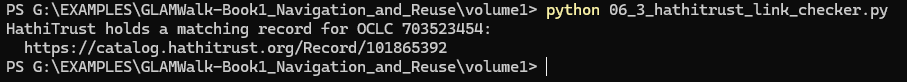 Terminal screenprint for 06_3_hathitrust_link_checker.py